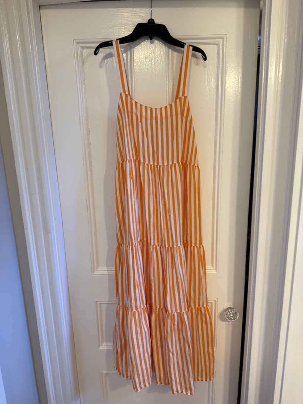 The Drop Orange and White vertical Striped Maxi Sundress size large